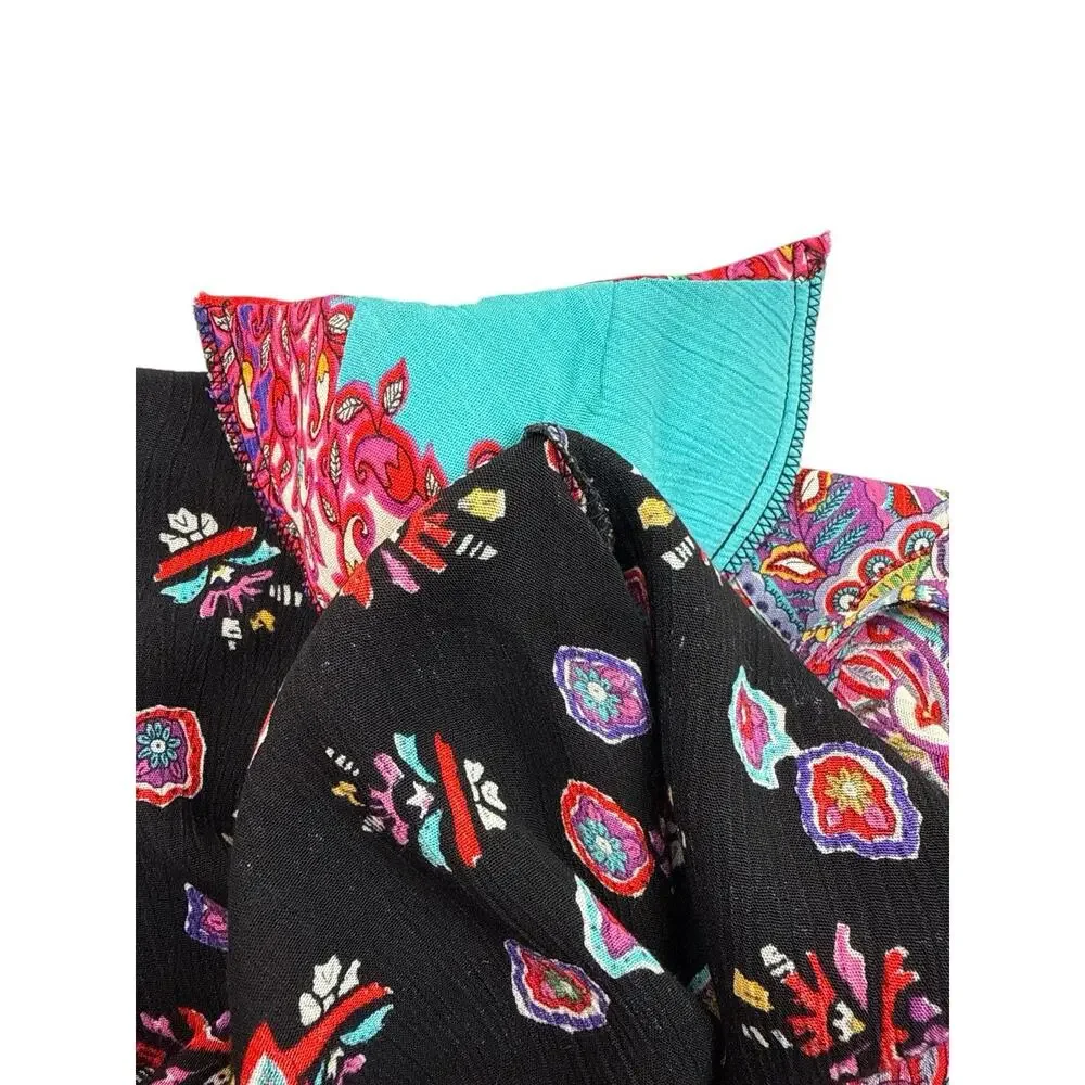 Carol Little Vintage Tunic Artsy Colorful Bright Blouse Top Womens 8 USA 90s - Picture 9 of 12